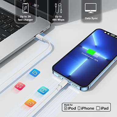 Fast Charger for iPhone Charger Fast Charging 6ft Lightning Cable,for iPhone 14 13 12 Pro Max Charger Fast Charging with 20w USB C Charger Block,Type C to Lightning Cord for iPhone 11 Pro Max/XS-White - Image 6
