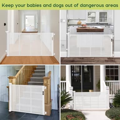 Reinforced 55" Wide Retractable Baby Gates for Doorways to Prevent Crawling Under, Outdoor Retractable Gate, Mesh Child Safety Gates for Toddlers, Indoor/Outdoor Baby Gate for Deck/Porch/Patio, White - Image 7