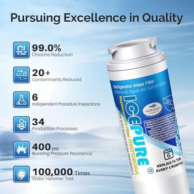 ICEPURE UKF8001 Compatible with Whirlpool EDR4RXD1, 4396395, Maytag UKF8001, UKF8001AXX, EveryDrop Refrigerator Water Filter 4, RFC0900A, UKF8001AXX-200, UKF8001P, 469006, PUR, Puriclean II, Pack of 3 - Image 6