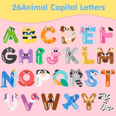 JOYIN Magnetic Letters, Animal Alphabet Fridge Magnets for Toddlers 3 4 5 Years Old, 26 Uppercase Refrigerator Magnets, Large Size ABC Educational Spelling Learning Toys for Kids - Image 3