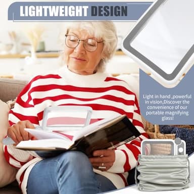 AKKYCVS Magnifying Glass with Light, Rechargeable 5X Large Page Magnifier for Reading, Folding Handheld Dimmable, LED Lighted Rectangle Magnifier for Reading Book Small Print for Seniors Low Vision - Image 4