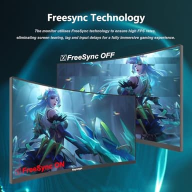 Raywego 34'' Curved Gaming Monitor 165Hz UWQHD 3440×1440P Monitor,PIP/PBP, HDR, 300nits 1ms,127% sRGB FreeSync & Eye-Care, Support VESA,Tilt Adjustment,HDMI×2 & DP 1.4×2(DP Cable Included) - Image 8