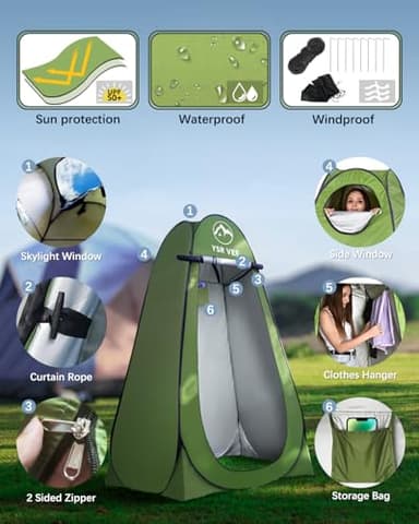 Camping Toilet with Pop-Up Privacy Tent and Liquid Waste Gel, Portable Toilet for Camping with Large Tent, Ergonomic Potty Provides Enhanced Comfort, Suitable for All Ages - Image 3