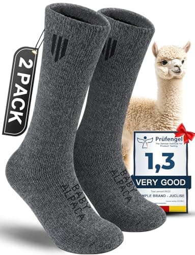 Alpaca Boot Socks for Men and Women, Moisture Wicking, Temperature Regulating, Hiking, Running (US, Alpha, Large, Regular, Regular, Dark Gray) - Image 1
