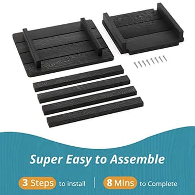 LUE BONA Adirondack Outdoor Side Table, 2-Tier Black HDPS Patio End Table Weather Resistant, Morden Side Table for Patio, Pool, Porch - Image 8