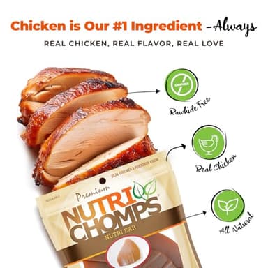 NutriChomps Dog Chews, Ear-Shaped, Easy to Digest, Rawhide-Free Dog Treats, 10 Count, Real Chicken flavor - Image 2