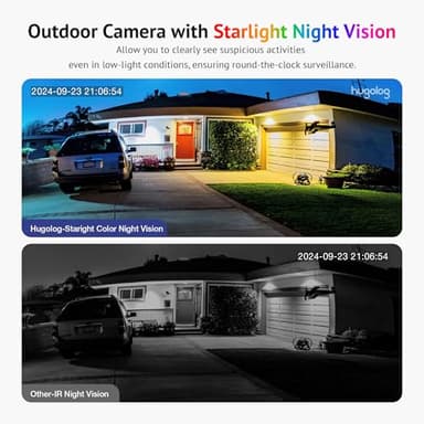 Hugolog 2K Indoor Outdoor Security Cameras for Home Security,Home Camera with Starlight Color Night Vision,Built-in Spotlight,Motion Detection,2-Way Talk,Cloud & Local Storage,Works with Alexa(4 Pack) - Image 2