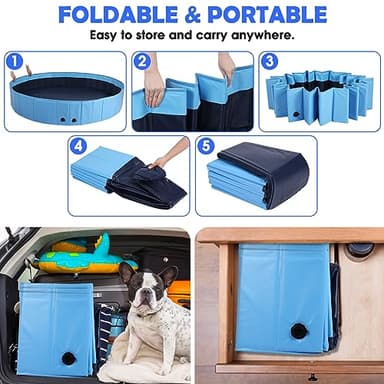 87" Large Dog Pool with Sprinkler, 2-in-1 Foldable Swimming Pool Non-Slip Hard Plastic Splash Sprinkler Kiddie Pool for Outdoor Backyard Kids Dogs Ducks and Pet Baths - Image 6