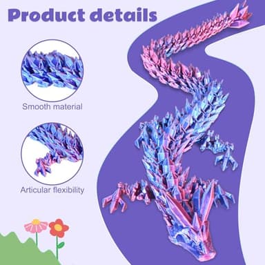 Dragon Eggs with Dragon Inside, 3D Printed Surprise Funny Gifts for Kids, Articulated Dragon Fidget Toys for Adults, Executive Desk Toys Office Room Décor (Shiny Purple, M-Size) - Image 2