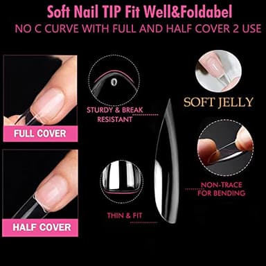 UNA GELLA Almond Fake Gel Nail Tips, 216pcs Medium Almond Pre Shaped Nails Tips for Long-Lasting Acrylic Nails, Perfect for DIY At Home French Style Nail Salon 12 Sizes - Image 5