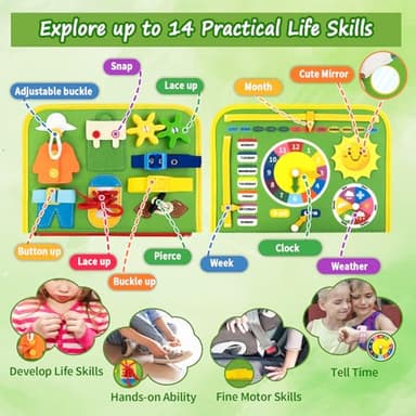 Toddler Busy Board, Farm Busy Book Montessori Toys for 1 2 3 4 Year Old, Sensory Board Preschool Learning Toy Activity Books Birthday for Girls Boys, Travel Toys for Airplane Car - Image 2