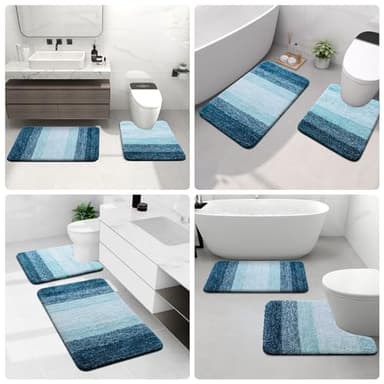 Arotive Microfiber Bathroom Rugs, Shaggy Soft and Absorbent Bath Rug, Non-Slip, Thick Plush Machine Washable Dry Bath Mats for Bathroom, Tub and Shower, 24x16, Peacock Blue - Image 9