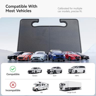 YONZEE 2-in-1 Car Steering Wheel Desk Tray & Car Seat Gap Filler Organizer – Foldable Carbon Fiber Look Table for Laptop, Eating Food, Writing – Universal Fit for Most Vehicles - Image 9