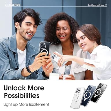 CASEKOO Genuine Official for iPhone 15 Pro Max Case Clear with Magnetic Ring Stand [Compatible with MagSafe] [16FT Military-Grade Protection] Lasting Transparent Slim Phone Grip ProMax Cover 6.7 inch - Image 8