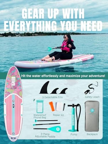 Niphean Inflatable Stand Up Paddle Board with SUP Accessories, Anti-Slip EVA Deck, 10'6'' Inflatable Paddle Boards for Adults & Youth of All Skill Levels - Image 4