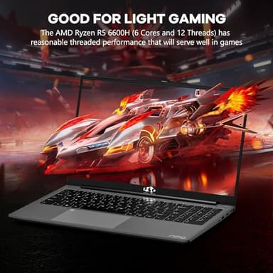 NIMO 15.6" IPS FHD-Gaming-Laptop, 6 Cores AMD Ryzen 5 6600H 32GB DDR5 RAM 1TB SSD (Beat i7-1165G7, Up to 4.5GHz) AMD Radeon 660M GPU-Computer with 100W Type-C Backlit Keyboard Fingerprint - Image 3