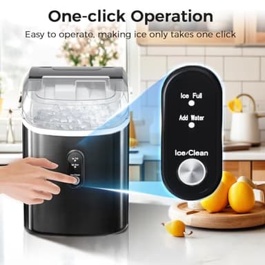 AGLUCKY Nugget Ice Makers Countertop,Portable Pebble Ice Maker Machine with Soft Chewable Ice,35Lbs/24H,One-Click Operation,Self-Cleaning,Crushed Ice Maker for Home/Kitchen(Stainless Steels Black) - Image 6
