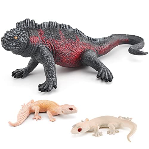 Atralo Service Lizard Wildlife Reptile Animal Model Toy Playsets 3 PCS Lizards Figure Party Favors Toys Cake Toppers Christmas Birthday Gift for Boys Girls Kids Toddlers - Image 1