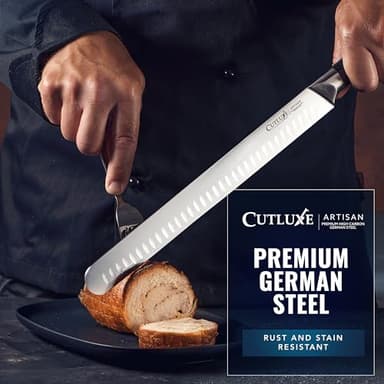 Cutluxe BBQ Carving Knife Set – Brisket Slicing and Boning Knife for Meat Cutting – Professional Knife with Razor Sharp German Steel, Full Tang, Ergonomic Handles – Artisan Series - Image 6