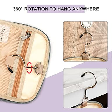 Extra Large Toiletry Bag for Women and Men, 6 Organizer Compartments, Holds Full Size Shampoo, with Hanging Hook Cosmetic Bag, Travel Makeup Bag, Bathroom Water-resistant Toiletries Bag, Purple - Image 5