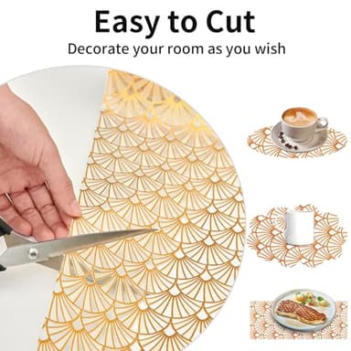 Drawer and Shelf Liner for Kitchen Cabinet: 17 in X 30 Ft Waterproof Shelf Paper Non Adhesive Refrigerator Liners Golden Ginkgo Leaf Easy Liners for Bathroom with Knife Tape Measure - Image 3