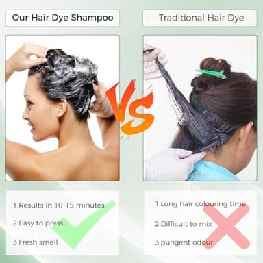 KAISASA Black Hair Dye Shampoo 3 in 1，Argan Natural Herbal Formula Hair Color Shampoo Covers Gray Hair for Women and Men (16.9 fl.oz Black - Image 5