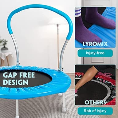 Lyromix 36Inch Kids Trampoline for Toddlers with Handle, Indoor Mini Rebounder Trampoline for Kids, Vibrant Blue - Image 4