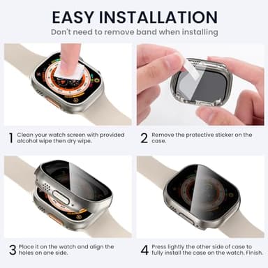 Tensea for Waterproof Apple Watch Screen Protector Case Ultra 3/Ultra 2/Ultra 49mm Accessories, iWatch Protective Face Cover with Tempered Glass Film Women Men, Bumper Case for iPhone Watch 49 mm - Image 7