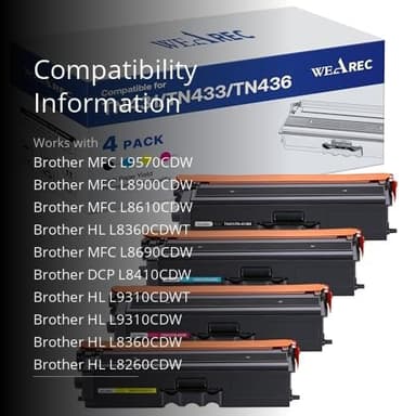 TN431 Compatible Replacement for Brother TN-431 TN433 TN-433 TN436 TN-436 Toner Cartridges for Brother HL-L8260CDW HL-L8360CDW MFC-L8610CDW MFC-L8900CDW MFC-L8690CDW Printer 4 Pack - Image 3