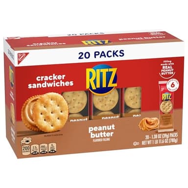 RITZ Peanut Butter Sandwich Crackers, Lunch Snacks, 20 Snack Packs (6 Crackers Per Pack) - Image 12