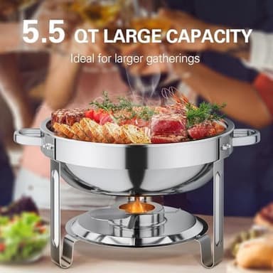 5.5QT Chafing Dishes for Buffet 2 Pack, Chafing Dish Buffet Set with Lid, Stainless Steel Buffet Servers and Warmers for Party Wedding Family Gathering - Image 4