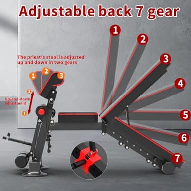 Adjustable Weight Bench,Utility Workout Bench Foldable Incline Decline Benches for Home Gym Full Body Workout,Load 330LBS - Image 3