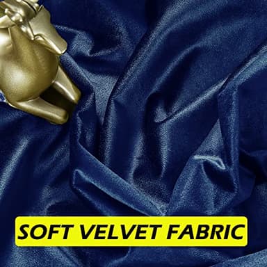 Timeper Navy Blue Pleat Back Tab Velvet Curtains W42 x L96 inches 2 Panels, Blackout Solid Home Decor Curtains for Bedroom Living Dining Room Thermal Insulated Luxury Super Soft Window Drapes - Image 4