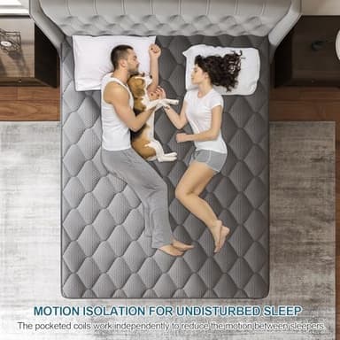 VISCOUNTESS Queen Mattress, 12 Inch Hybrid Mattresses Grey, Euro Top Medium Firm for Back & Lumbar Support, 100 Night Trial, Individual Pocket Spring for Motion Isolation & Pressure Relief - Image 4
