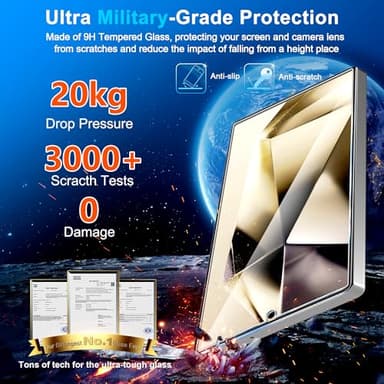 3 Pack Screen Protector for Samsung Galaxy S25 Ultra 6.9 Inch, 9H Tempered Glass, Ultrasonic Fingerprint Unlock, Case Friendly Tempered Glass Screen Protector for Samsung Galaxy S25 Ultra - Image 5