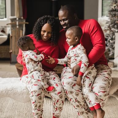 Burt's Bees Baby Baby Family Christmas Pajamas Matching Sets-Organic Cotton PJs for Kids, Toddlers, Adults, Guide My Sleigh, 12 Years - Image 3