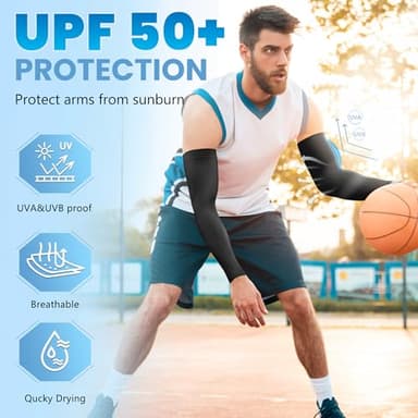 Fivali Arm Sleeves for Men Women: 6 Pairs Cooling UV Sun Protection Arm Compression Sleeve Youth Sports, Light - Image 2