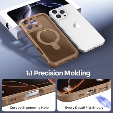 MOCCA Design for iPhone 16 Pro Max Case with Magnetic Invisible Stand [Full Camera Protection] [Compatible with Magsafe] Military Drop Shockproof Translucent Matte Phone Case Cover 6.9",Brown - Image 7