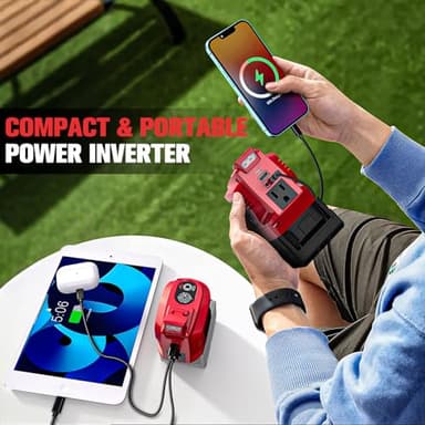 Power Inverter Compatible with Milwaukee 18V Battery,Ecarke 200W Portable Power Supply Phone Charger,DC 18V to AC 110V~120V Power Station with 2 USB&AC Battery Powered Outlet Inverter (2pc) - Image 3