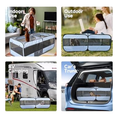 2-in-1 Dog Playpen, 58''Pop Up Cat Puppy Pet Playpen Indoor/Outdoor Cats Enclosed, Cat Dog Tent Crate Cage Kennel, Portable Playpen for Kitten, Small Animals Play Pen(No Divider, Unified Space) - Image 3