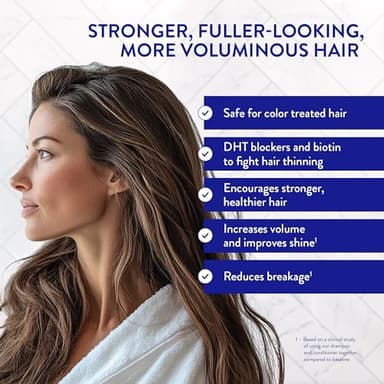 Routine Wellness Anti-Thinning Shampoo and Conditioner Set for Thinning Hair - Biotin DHT Blocker Women & Men - Color Safe Shampoo for Hair Loss & Healthier Hair - Rose Hips (Pack of 2) - Image 3