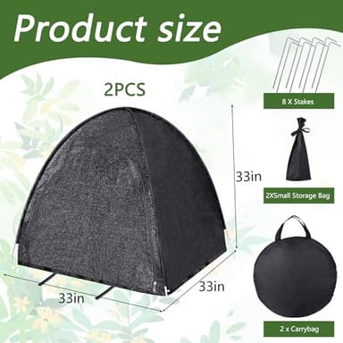 DECOHS 2 Pack 33" x 33" x 33" UV Resisitant 80% Pop up Plant Shade Tent, Garden Sunshade Cloth Sun Protection Tent, Sunblock Plant Cover Net with Stakes for Outdoor Plants Flower Potted - Image 2