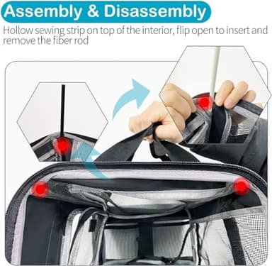 Wakytu Dog Carriers for Small Dogs, Cat Carrier Travel, Expandable, Collapsible, 900D High Density Oxford Cloth, Wear-Resisting, Anti Tearing, Reflective Tape,Safety Lock Zipper - Image 4