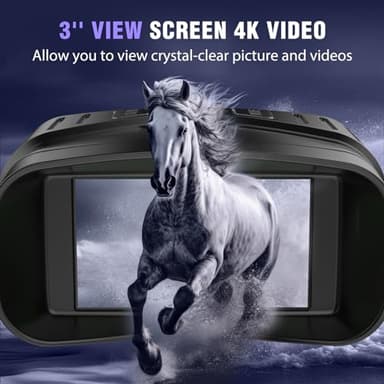 Night Vision Goggles - 4K Night Vision Binoculars with 5000mAh Rechargeable Battery, 32GB TF Card can Save Photo and Video, 3'' HD Screen for Camping & Security, Black - Image 3