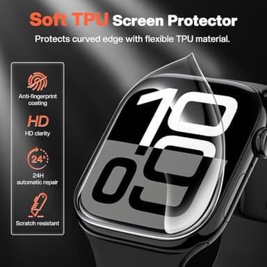 Tensea 6Pack Compatible with Apple Watch Series 11/10 Screen Protector 46mm Accessories, Soft Film with Installation Kit, Face Case Cover for iWatch Series 11/10 - Image 6