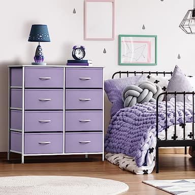 Sorbus Kids Dresser with 8 Drawers - Storage Unit Organizer Chest for Clothes - Bedroom, Kids Room, Nursery, & Closet (Purple, 31.5 x 12 x 32-8 Drawer) - Image 2