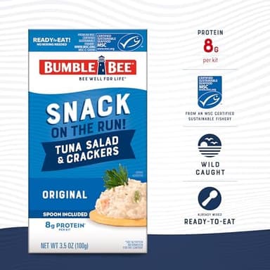 Bumble Bee Snack On The Run Original Tuna Salad with Crackers Kit (Pack of 12) - Ready to Eat Protein Snack Pack - 8g Protein per Box - Wild Caught MSC Certified Tuna - Image 4