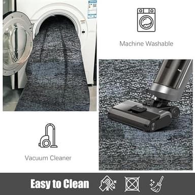 RUGSURE Washable Area Rug - 1/6 Thick - Stain & Water Resistant Non-Slip - Resistant Rug for Living Room, Bedroom, Nursery, Pet & Child Friendly, Vintage Charm Area Rugs (Darkgrey+Bule, 9' x 12') - Image 7