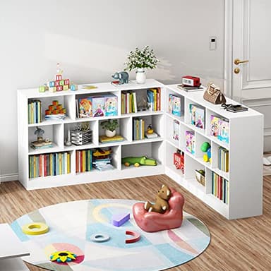 IOTXY Open Shelf Low Bookcase - Wooden 3-Tier Floor Standing Display Cabinet Organizer with Base, 10 Cubes Short Horizontal Bookshelf in Pear Yellow - Image 7