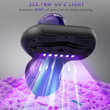 Mattress Vacuum Cleaner, Handheld UV Bed Vacuum Cleaner 16KPa & 12800 Vibrations Per/Min Upgraded Effectively Clean Up Bed, Pillows, Cloth Sofas, Carpets and Ther Fabric Surfaces - Image 3